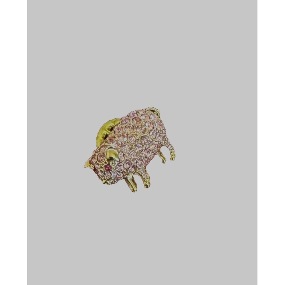 Vintage CAROLEE Pink Rhinestone Pig Brooch Pin Gold‎ Tone Signed 1995 Figural
